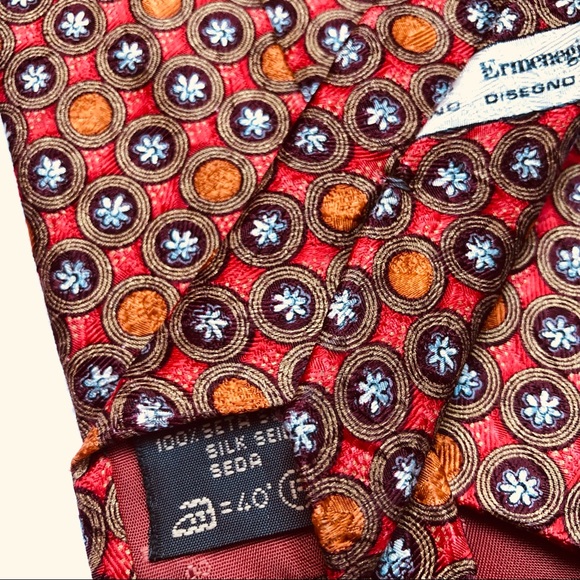 Ermenegildo Zegna silk tie fall oranges golds - Picture 7 of 7